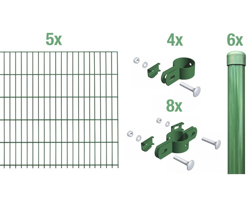 Set de base pour grillage à barre simple ALBERTS 1000 x 75 cm vert