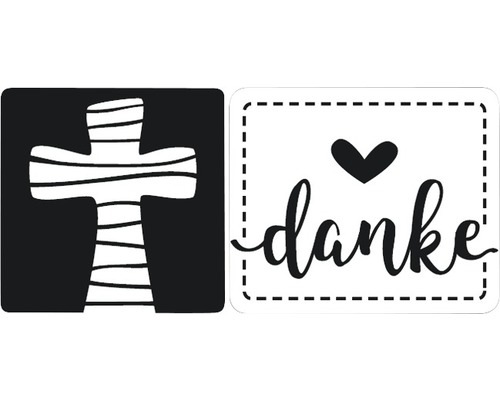Empreintes croix + « danke », 2 pièces