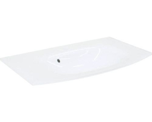 Vasque pour meuble Fackelmann Lugano en verre blanc galbé 80,5x46 cm Vasque à poser blanche pour salle de bains