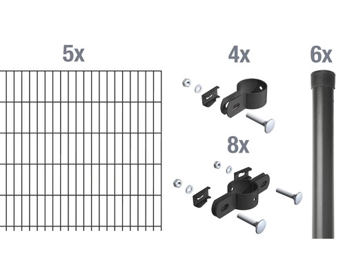 Set de base pour grillage à barre simple ALBERTS 1000 x 75 cm anthracite