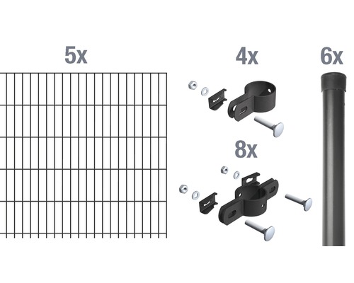 Set de base pour grillage à barre simple ALBERTS 1000 x 100 cm anthracite