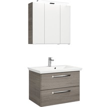 Set de meubles de salle de bains Pelipal Kumba lxhxp 80 x 200 x 51 cm couleur de façade graphite structure transversale avec vasque en fonte minérale blanc 99.77022619