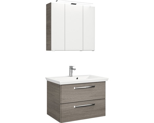 Set de meubles de salle de bains Pelipal Kumba lxhxp 80 x 200 x 51 cm couleur de façade graphite structure transversale avec vasque en fonte minérale blanc 99.77022619