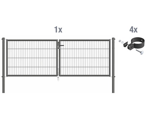 Portillon grillagé double ALBERTS 298,8 x 100 cm anthracite