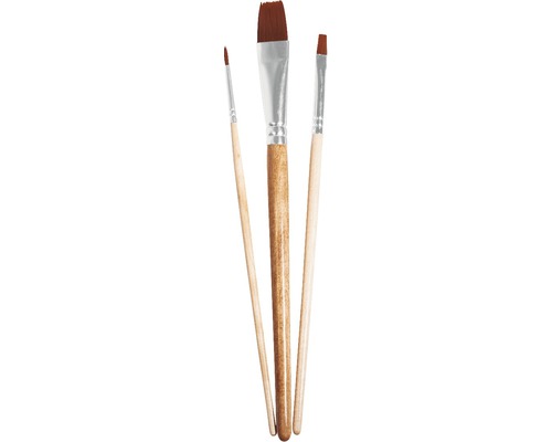 Kit de pinceaux pour métal déco choix de couleurs et d'échantillons aléatoire Trois pinceaux à peinture avec manche en bois