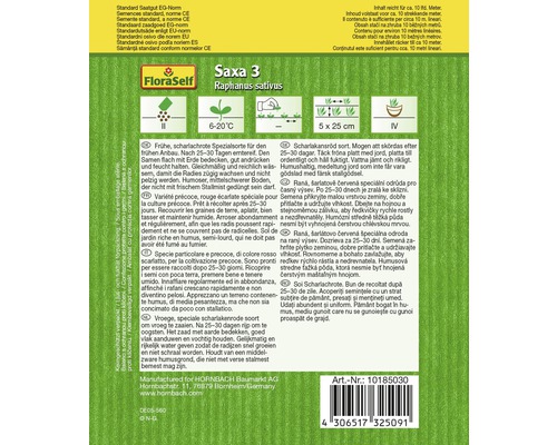 Samenpackung mit Radieschen der Sorte Saxa 3