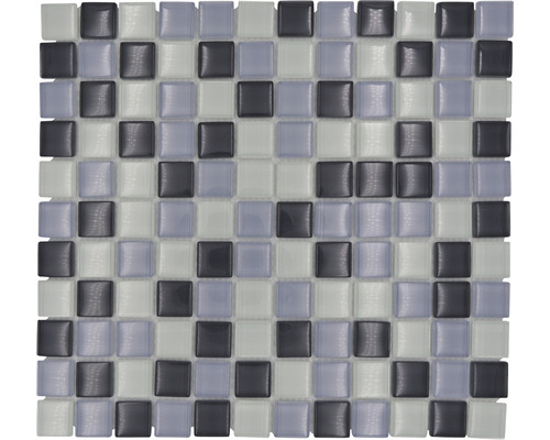 Glasmosaik XCM 8125 30,2x32,7 cm grau/schwarz/weiß
