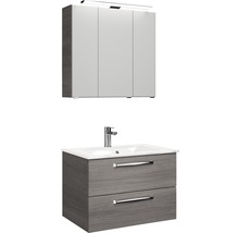 Set de meubles de salle de bains Pelipal Kumba lxhxp 77 x 200 x 50 cm couleur de façade graphite structure transversale avec vasque en verre blanc 99.77032619