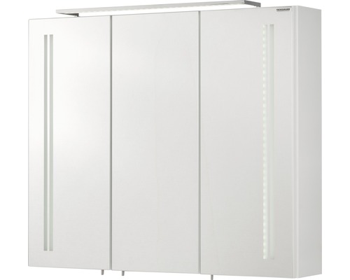 Armoire de toilette FACKELMANN Lugano 80 x 16 x 68 cm blanc à haute brillance 3 portes led IP 20