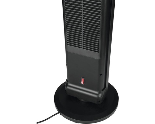 Radiateur soufflant colonne noir avec base ronde et interrupteur