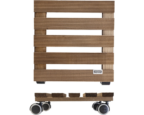Support à plantes en bois avec roulettes