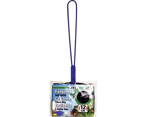 Épuisette pour aquarium JBL Fangnetz Premium noire maillage fin 12 cm Épuisette à poissons d''aquarium à mailles fines avec manche bleu, taille 12 cm