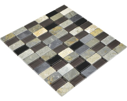 Mosaïque en pierre naturelle et verre
