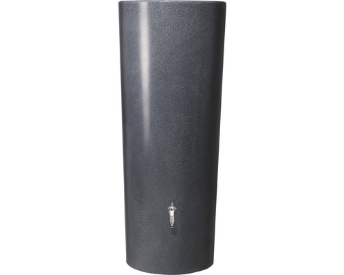 Grauer Regenspeicher mit Wasserhahn