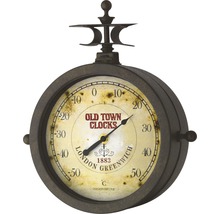 Horloge thermomètre décorative de style rétro pour l''extérieur.