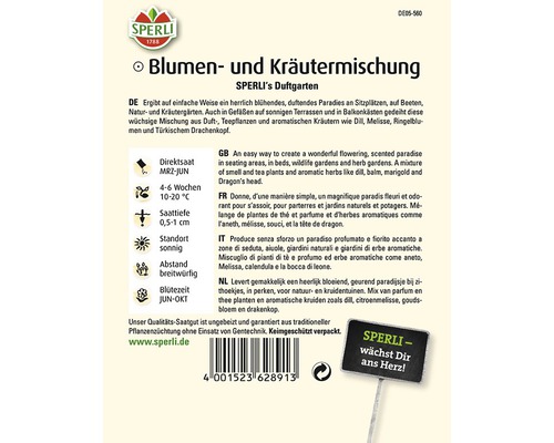 Samenpackung Blumen- und Kräutermischung von Sperli für Duftgärten