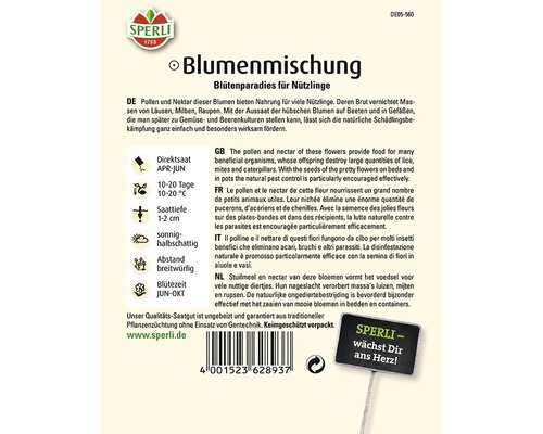 Samenpackung Blumenmischung Blütenparadies für Nützlinge