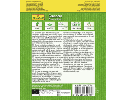 Emballage de graines de pois Grandera Pisum sativum de FloraSelf