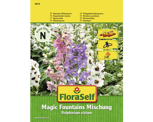 FloraSelf Magic Fountains Mischung Delphinium elatum Packung