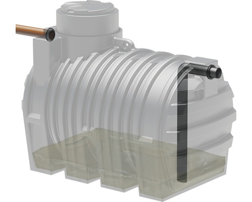 Regenwassertank mit Zulauf und Ablauf
