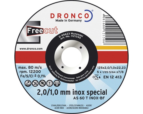 Disque à tronçonner Dronco Special Freecut Inox Ø 125x2/1 mm