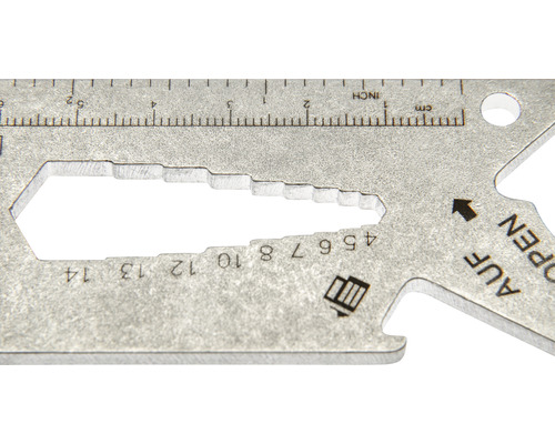 Detailansicht eines Multifunktionswerkzeugs mit Messskala