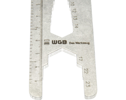 WGB Fühlerlehre aus Metall mit Größenangaben