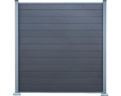 Profilé individuel Konsta clôture enfichable bois composite 177 x 15 cm anthracite Clôture d'intimité en plastique avec panneaux horizontaux et cadre