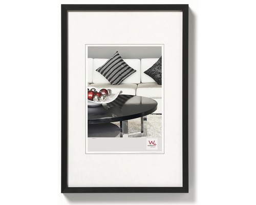 Portraitrahmen Aluminium Chair schwarz 10x15 cm Bilderrahmen mit Passepartout und Foto