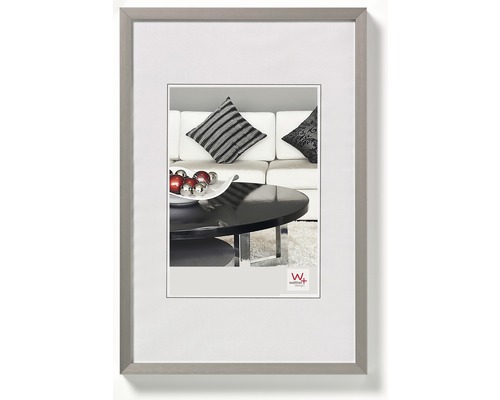 Portraitrahmen Aluminium Chair stahl 10x15 cm Bilderrahmen mit Passepartout und Wohnzimmermotiv