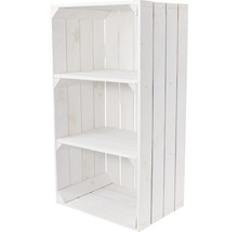 Caisse en bois blanche avec trois étagères