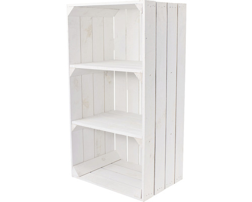 Étagère caisse blanc 68x40x30 cm Caisse en bois blanche avec trois étagères