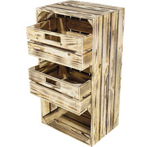 Étagère avec trois caisses en bois