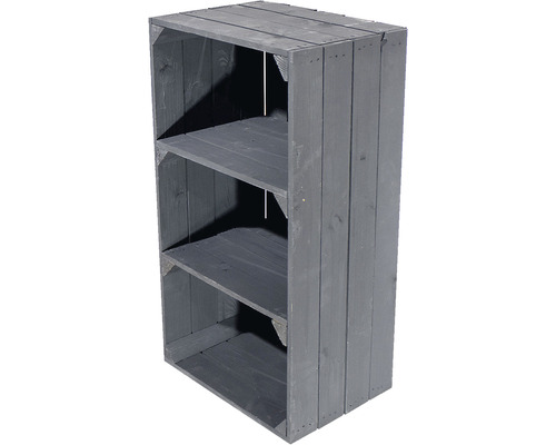 Étagère caisse en bois noir 68x40x30 cm Étagère en caisses de bois avec trois compartiments
