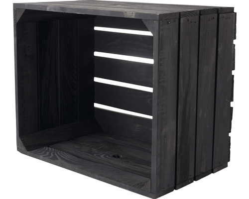 Caisse en bois noir 50x40x30 cm