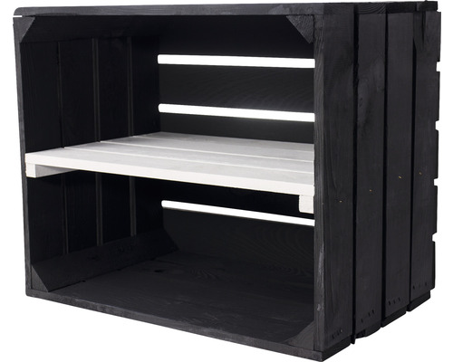 Étagère caisse en bois transversale noir/blanc 50x40x30 cm