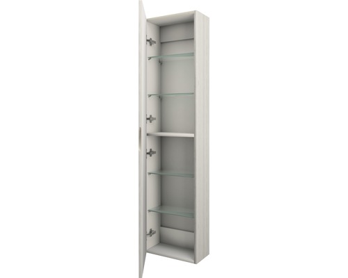 Armoire de salle de bain ouverte avec étagères en verre