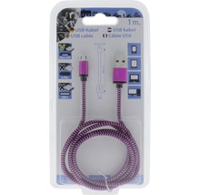 Câble de recharge et de données USB/micro USB 1 m textile rose-thumb-4