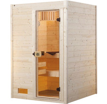 Sauna en bois massif Weka Valida GT taille 1 avec poêle 4,5 kW et commande numérique, sans fenêtre avec porte entièrement vitrée en verre transparent-thumb-2