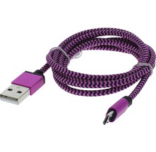 Câble de recharge et de données USB/micro USB 1 m textile rose-thumb-2