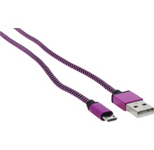 Câble de recharge et de données USB/micro USB 1 m textile rose-thumb-8