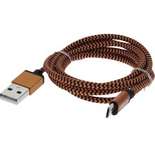 Câble de recharge et de données USB/micro USB 1 m textile orange-thumb-2