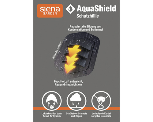 Housse de protection Siena Garden AquaShield avec système Active Air pour réduire la condensation et la formation de moisissures. Protection contre la saleté et la pluie.