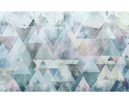 Papier peint panoramique intissé P018A-VD4 Pure Triangles Blue 4 pces 400 x 250 cm Papier peint avec motif géométrique triangulaire