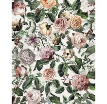 Papier peint à motif de roses avec des fleurs et des feuilles