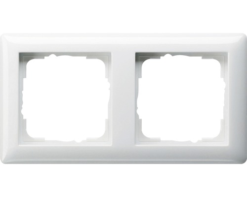Plaque double interrupteur encadrement Gira Standard 55 blanc pur brillant-0