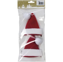 Lot de deux bonnets de Noël rouges avec bordure blanche et pompon