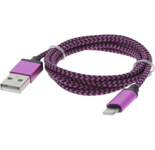 Câble USB tressé avec connecteurs USB-A et Lightning