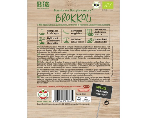 Paquet de graines de brocoli avec instructions de semis