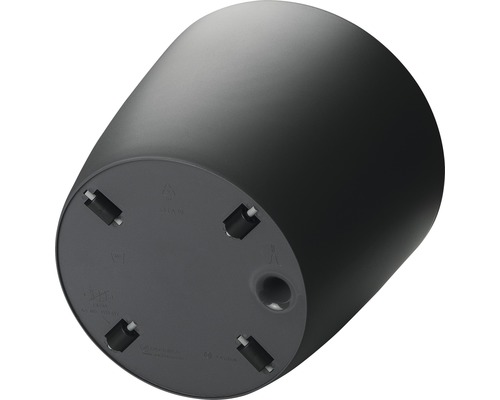 Face inférieure d''un bac à plantes avec roulettes